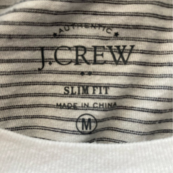 J Crew slim fit t shirt , white with black stripes and front pocket - Picture 3 of 3